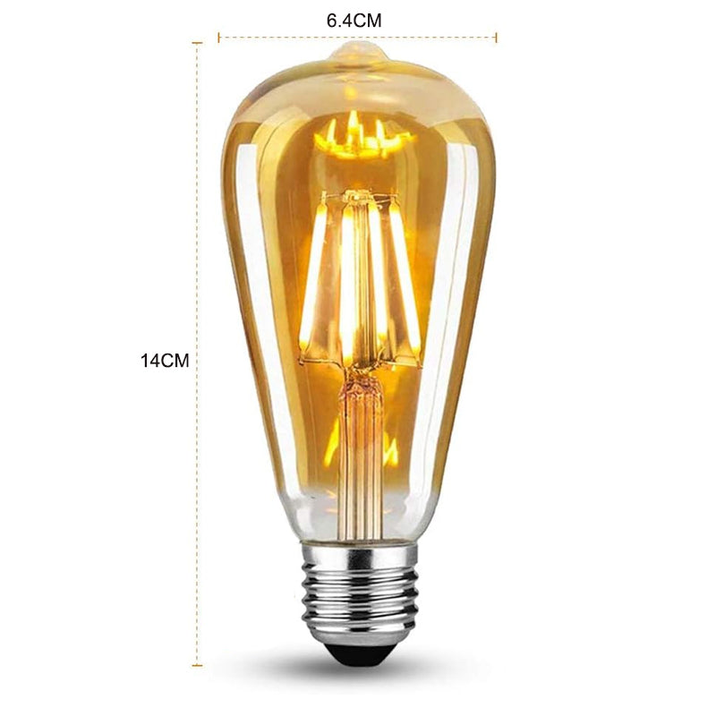 Pack of 4 E27 Retro Filament Warm Yellow LED Edison Light Bulb_1