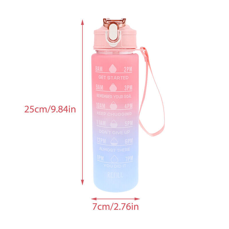 1L Gradient Sports Travel Water Drinking Bottle with Straw and Time Marker_3