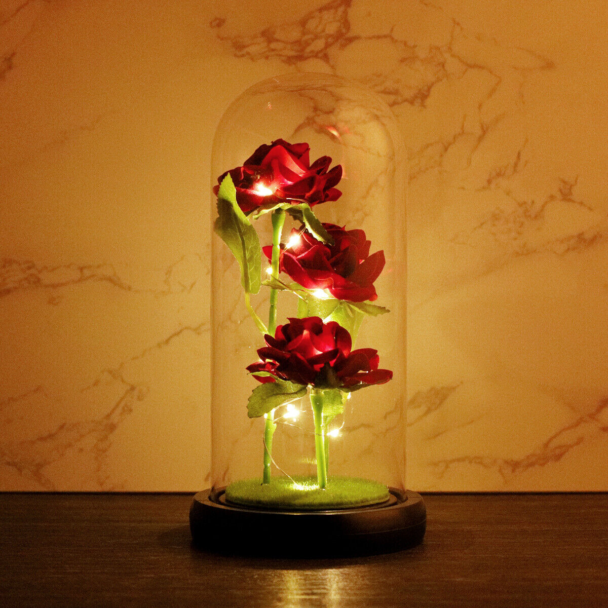 Beauty And The Beast Light Up Enchanted Rose In Glass Dome Lamp Christmas Gifts_4