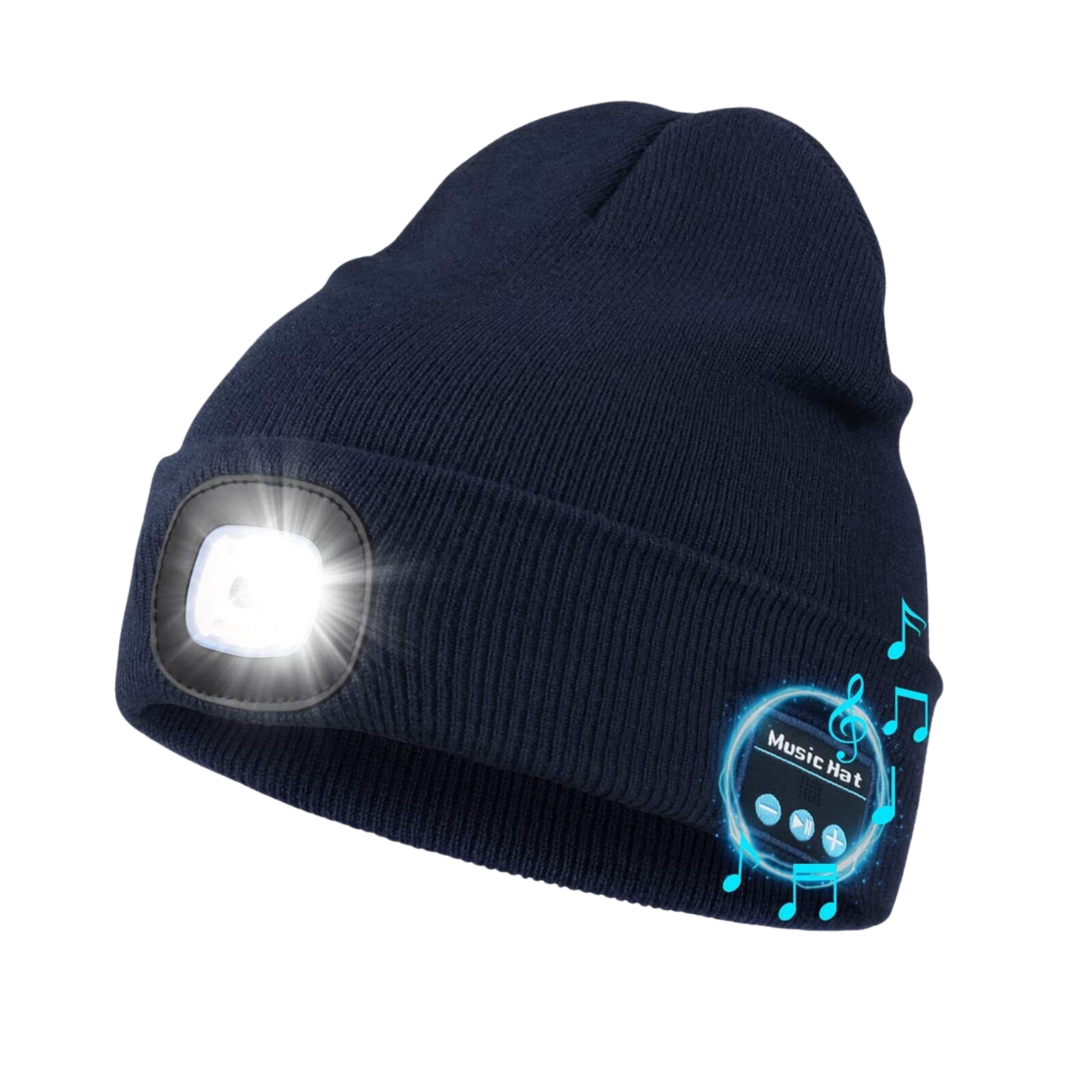 LED Beanie Hat Wireless Bluetooth 5.0 Smart Cap Headphone Headset With Lights_0