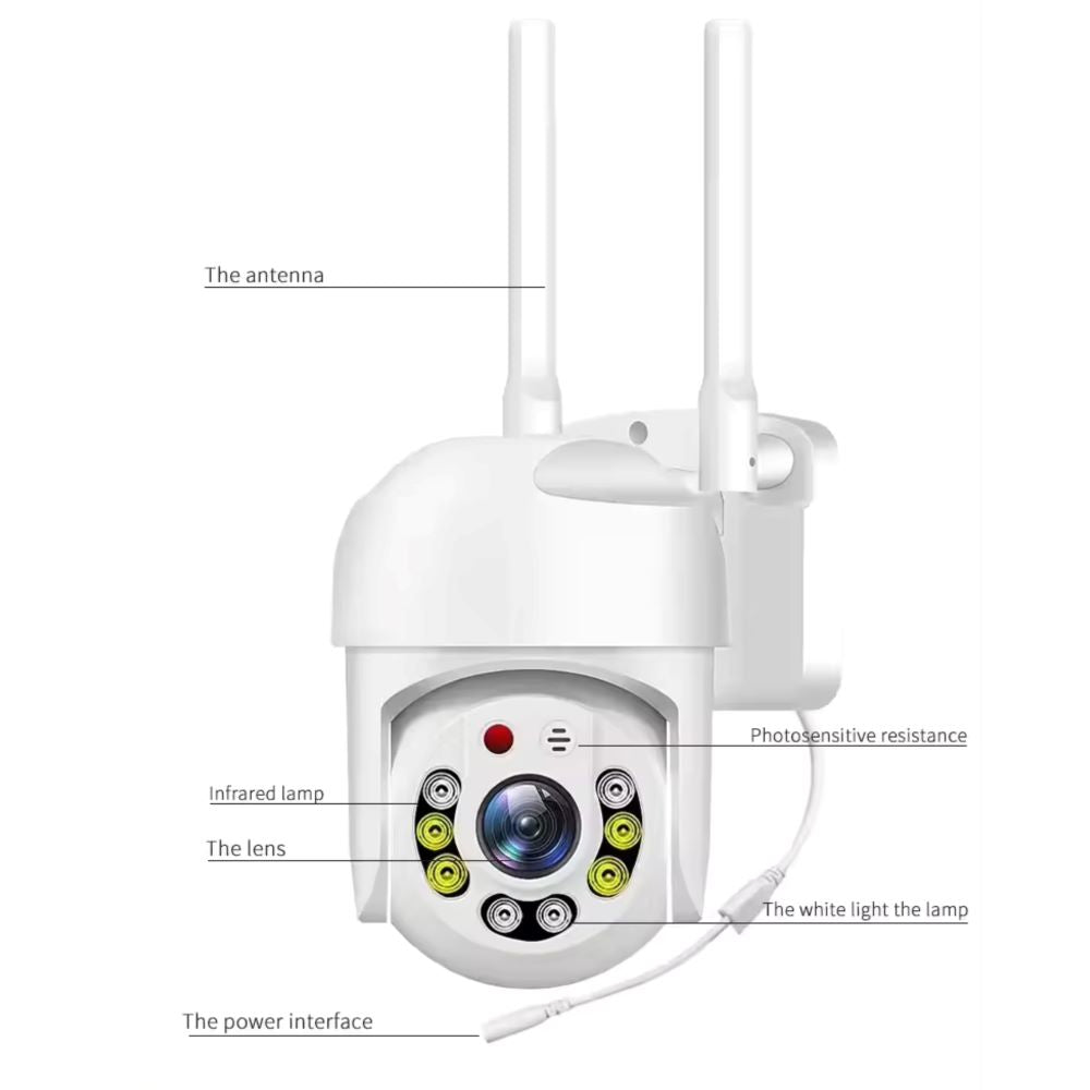 1080P HD Wireless Outdoor Smart Home Security IR Cam - White_2