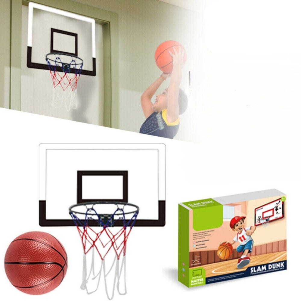 Mini Basketball Hoop Set Over-the-Door Backboard with Ball Pum_2