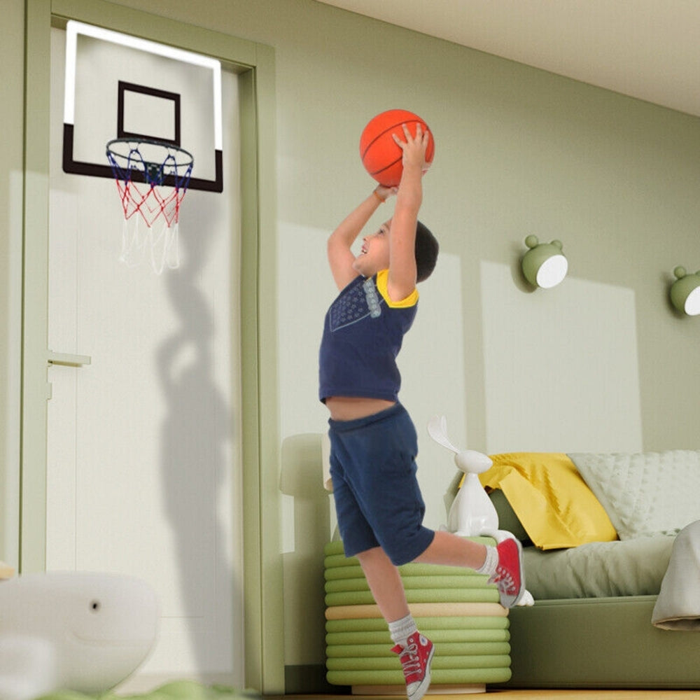 Mini Basketball Hoop Set Over-the-Door Backboard with Ball Pum_4