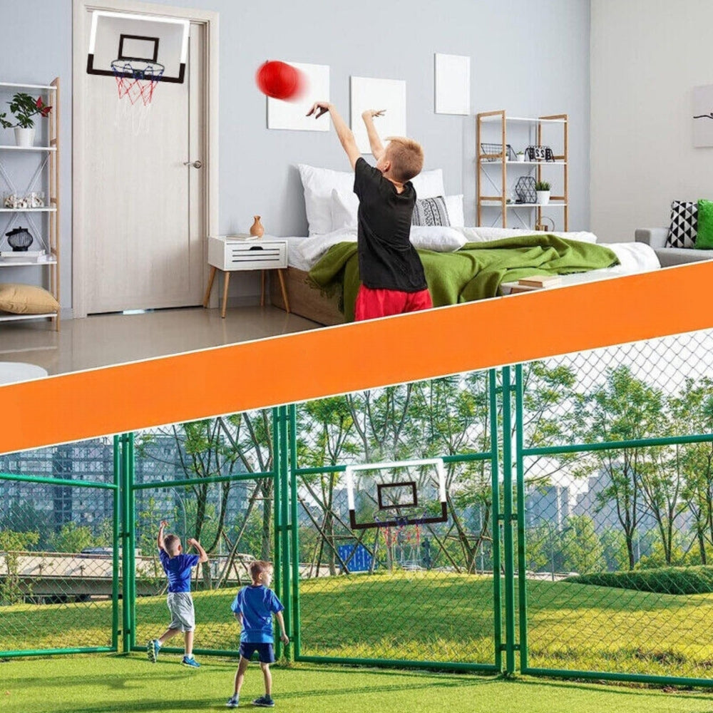 Mini Basketball Hoop Set Over-the-Door Backboard with Ball Pum_5