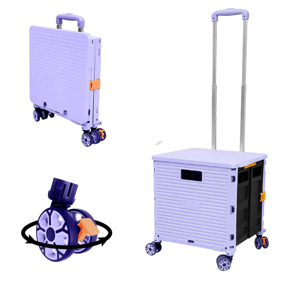 Shopping Trolley - 45KG/99LBS Load 360° Rotate Wheels Portable_2