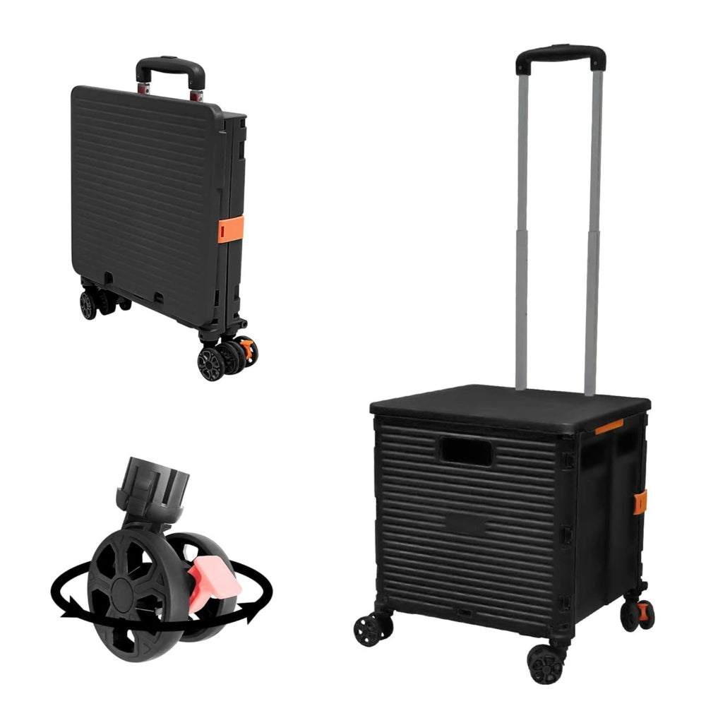 Shopping Trolley - 45KG/99LBS Load 360° Rotate Wheels Portable_1