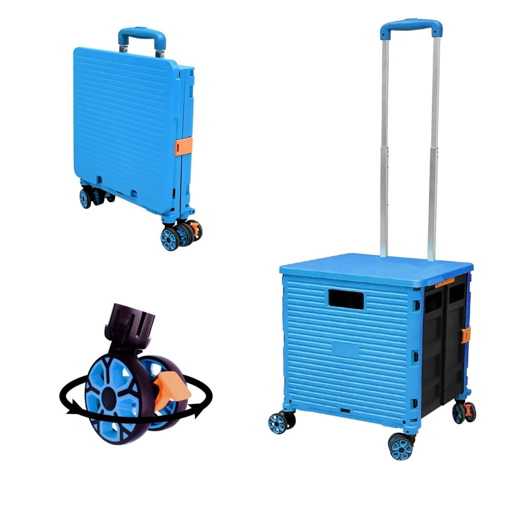 Shopping Trolley - 45KG/99LBS Load 360° Rotate Wheels Portable_4