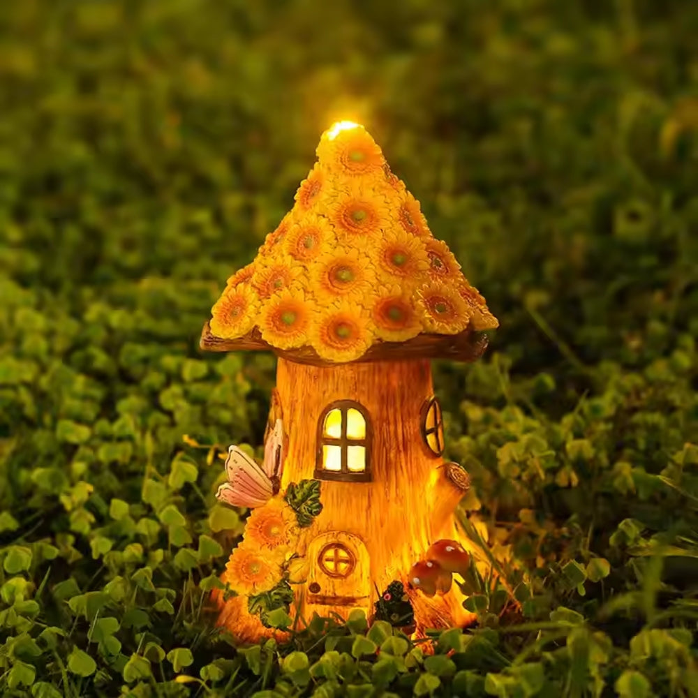 Craft Miniature Flower House Solar LED Lights Garden Fairy_3