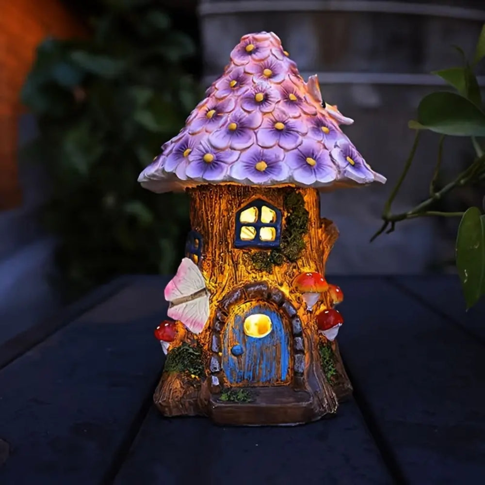 Craft Miniature Flower House Solar LED Lights Garden Fairy_4