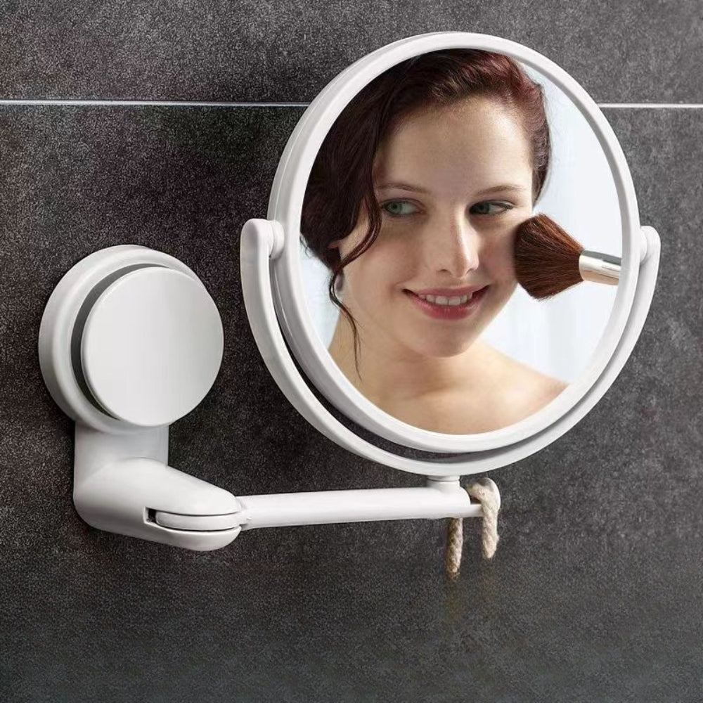 Folding Round Makeup Mirror Wall Mounted Rotating Double Sided Mirror_3