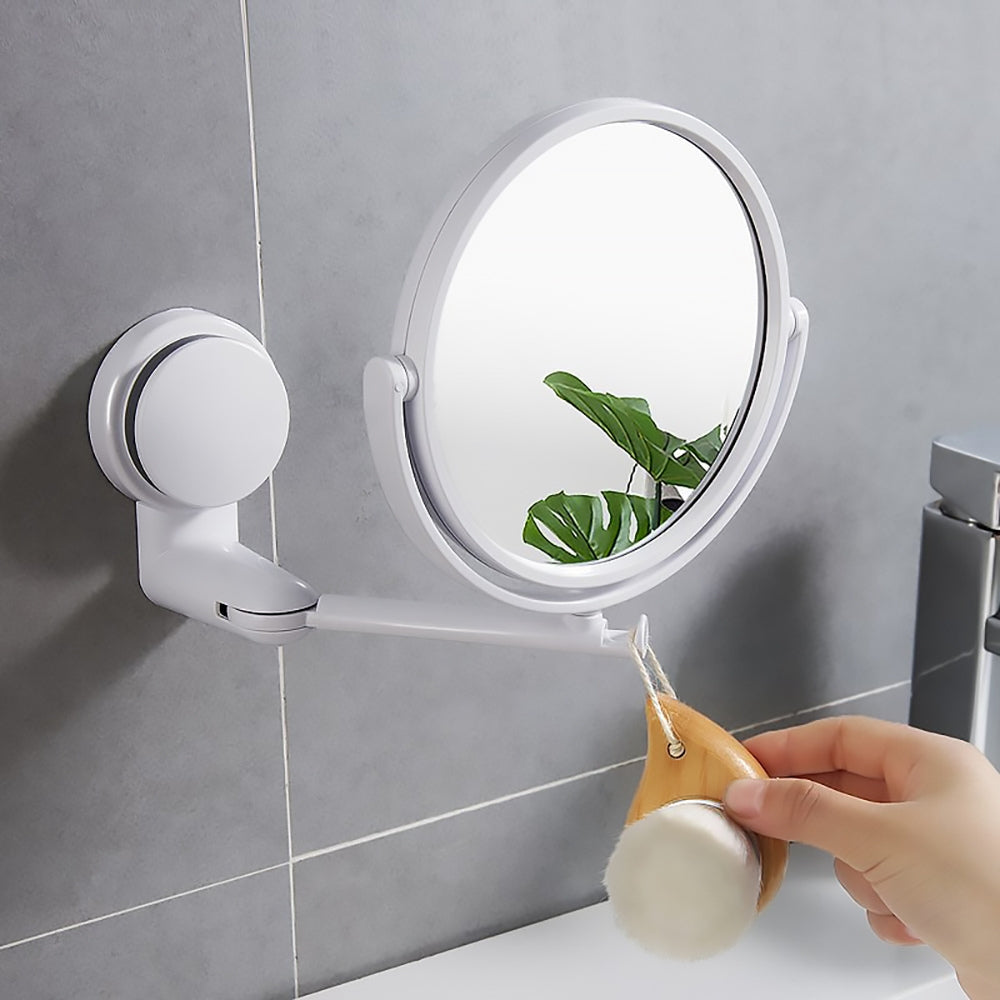 Folding Round Makeup Mirror Wall Mounted Rotating Double Sided Mirror_4