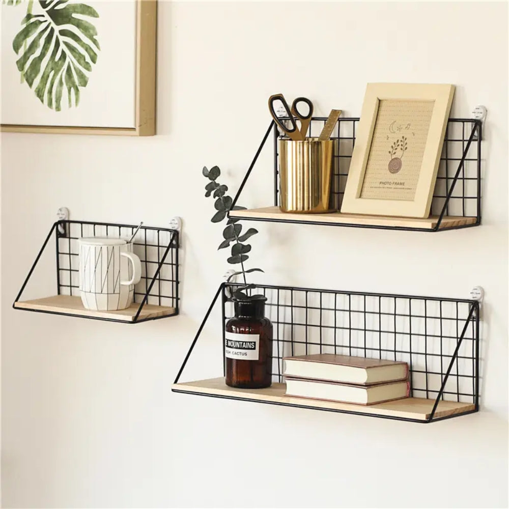 Non Perforated Storage Rack Wall Mounted Rural Wooden Storage Rack_0