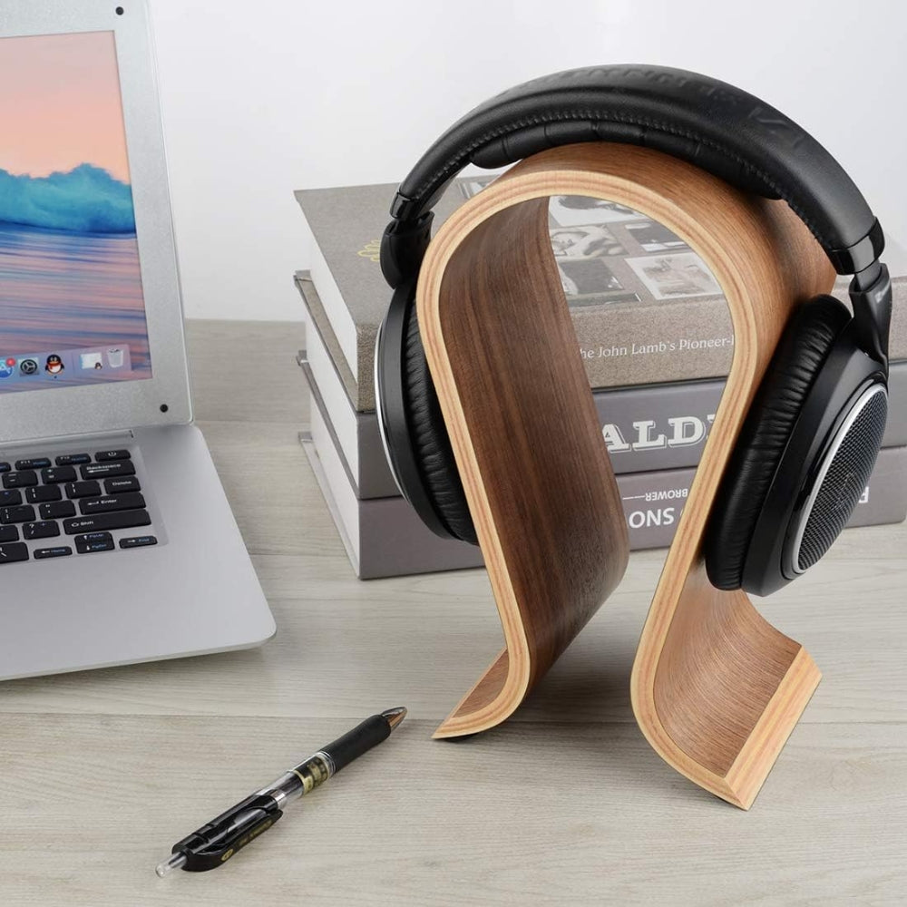 U Shape Wooden Headphone Stand for Almost All On Ear Headphones_0