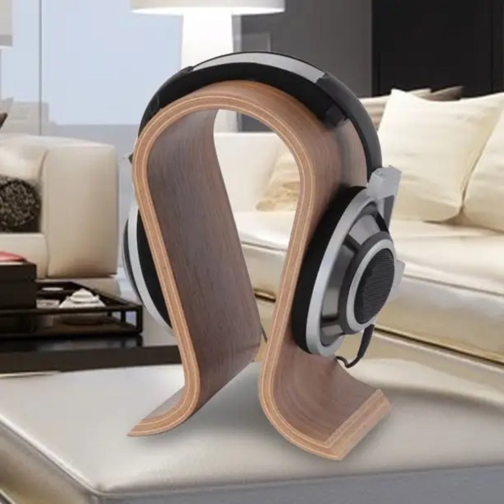 U Shape Wooden Headphone Stand for Almost All On Ear Headphones_2